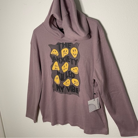 4th Dimension men emoji melting happy face anxiety sweatshirt hoddie XL NWT - Picture 3 of 10